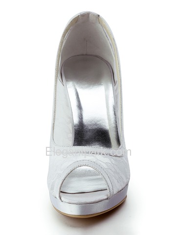 Elegantpark Peep Toe Pumps Inside Platform Stiletto Heel Lace Wedding & Party Shoes (EP11084-PF)