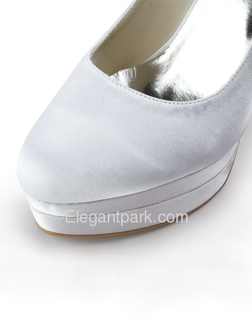 Elegantpark Closed Toe Pumps Double Platforms Side-Flowers Satin Stiletto Heel Wedding & Party Shoes (EP11089-2PF)