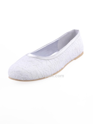 Elegantpark White Round Toe Flat Lace Bridal Evening Party Shoes (EP11104)
