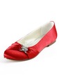 Elegantpark Red Almond Toe Flat Satin Bowknot Wedding Evening & Party Shoes