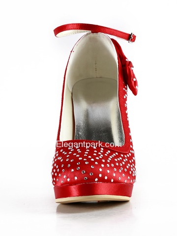 Elegantpark Red Almond Toe Platform Satin Bowknot Wedding Evening & Party Shoes (EP2012-PF)