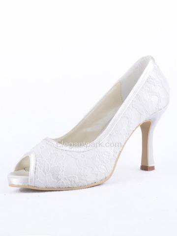 Elegantpark Satin Peep Toe Cone Heel Wedding Bridal & Evening Shoe (014-IP)