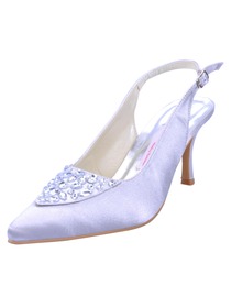 Elegantpark Pretty Satin Stiletto Heel Rhinestones Slingback Wedding/Evening Shoes
