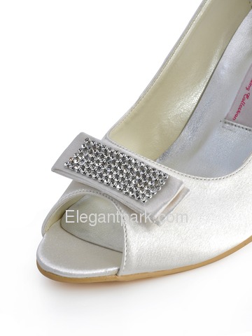 Elegantpark Ivory Peep Toe Stiletto Heel Satin Wedding Evening Party Shoes (AJ90)