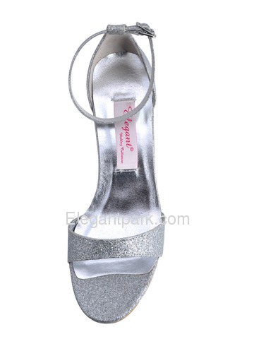 Elegantpark Silver Open Toe Chunky Heel Glitter PU Platform Evening Party Sandals (EP31011)