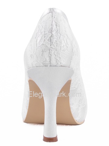 Elegantpark Satin Peep Toe Cone Heel Wedding Bridal & Evening Shoe (014-IP)