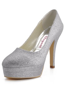Elegantpark White Almond Toe Stiletto Heel Platform Wedding Party Shoes