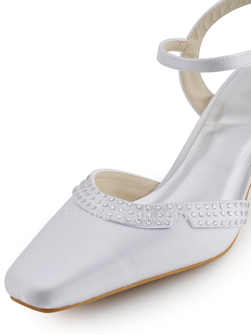 rhinestone square toe heels