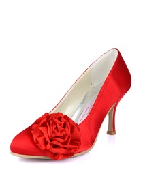 Elegantpark Red Stiletto Heel Satin Evening & Party Prom Shoes
