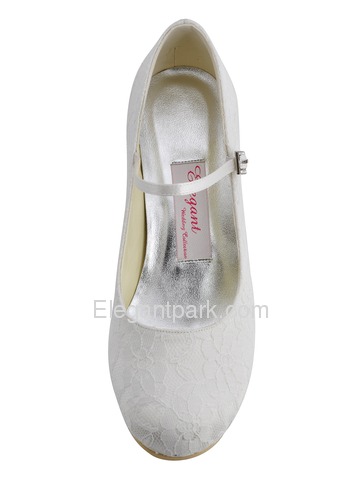 Elegantpark Pretty Ivory Round Toes Pumps Lace Wedding Bridal Shoes (EP1085)