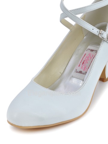 Elegantpark Pretty White Almond Toe Cross Ankle Buckle PU Evening Wedding Party Shoes (EP31032)
