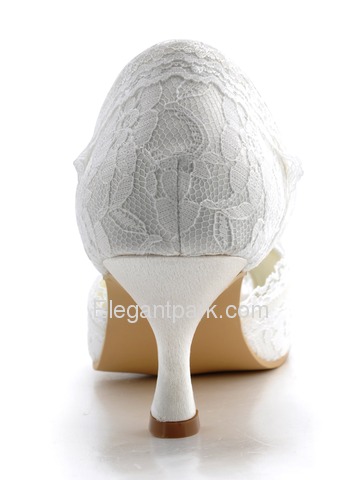 Elegantpark Ivory Peep Toe Bowknot Stiletto Heel Satin Lace Shoes (A3201)