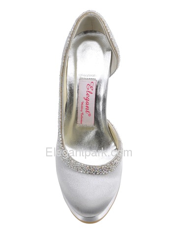 Elegantpark Almond Toe Modern Satin Beading Platforms Wedding Evening Party Shoes (EL-005C-PF)