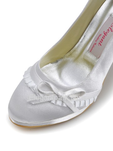 Elegantpark White Platforms Stiletto Heel Satin Wedding Party Shoes (EL-032-PF)