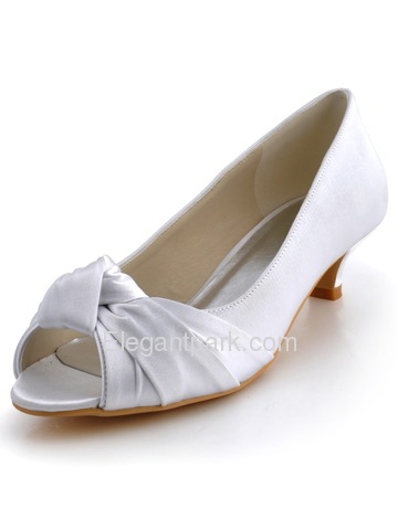Elegantpark Ivory Peep Toe Low Heel Satin Wedding & Evening Party Shoes (EP2045)