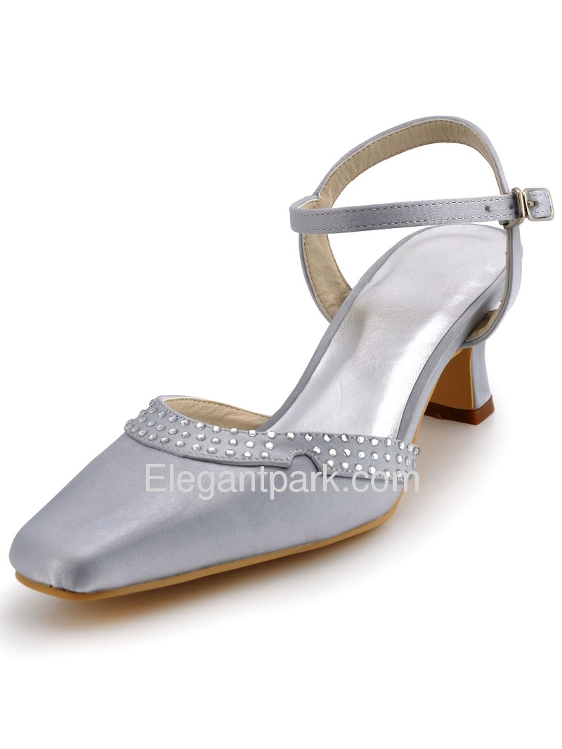 rhinestone square toe heels