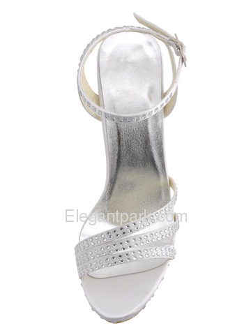 Elegantpark Satin Open Toe Stiletto Heel Platform Evening&Party Shoes With Buckle (EP11071-PF)