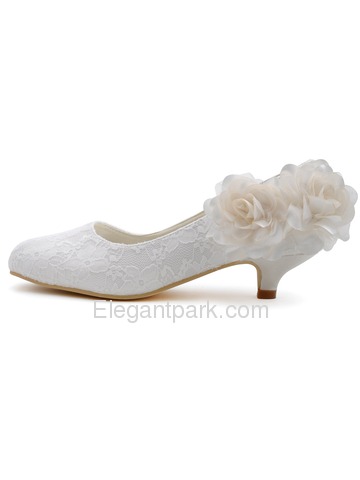 shoes toes almond heel elegant bridal lace low flowers elegantpark