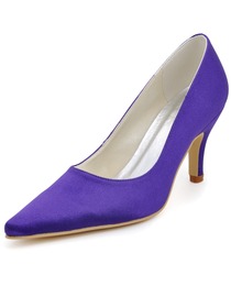 Elegant Purple Pointy Toe Stiletto High Heel Satin Prom Shoes