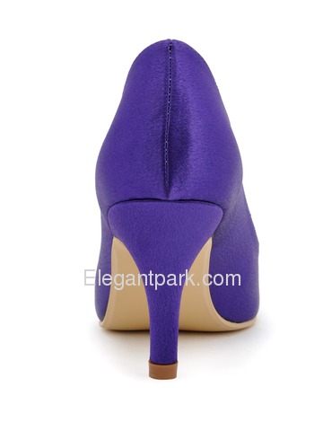 Elegant Purple Pointy Toe Stiletto High Heel Satin Prom Shoes (EP2131)