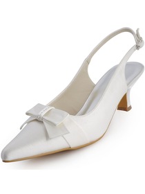 Elegantpark White Low Heel Satin Bridal Shoes