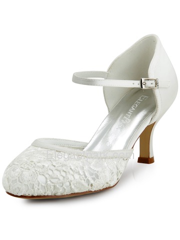 Elegantpark Ivory Lace Closes Toe Kitten Heels Wedding Bridal Shoes (HC1511)