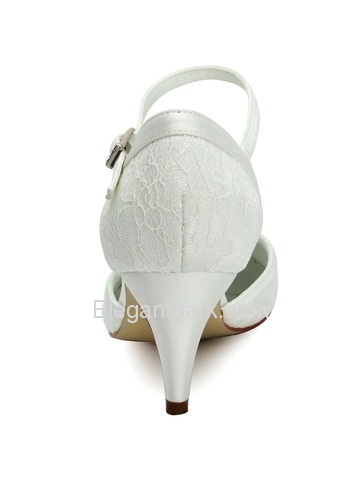 Elegantpark New White Ivory Lace Closed Toe High Heels Strap Wedding Party Shoes (HC1508)