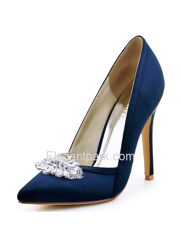 ElegantPark Women Pointed Toe High Heel V Cut Rhinstones Clips Light Pink Wedding Prom Dress Shoes (HC1603AW)