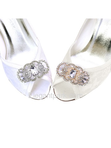 EletantPark Antique Silver Women Wedding Dress Accessories Rhinestones Pearls Hat Shoe Clips 2 Pcs
