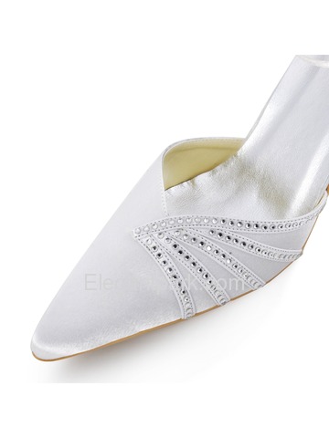 Elegantpark Silver Modern Satin Rhinestones Stiletto Heel Wedding Evening Shoes (A0383)