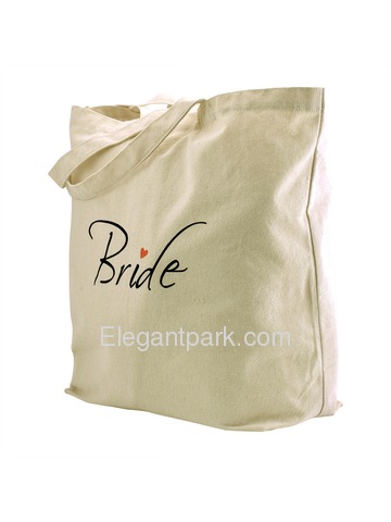 ElegantPark Bride Tote Bag For Wedding Party Natural Canvas 100% Cotton