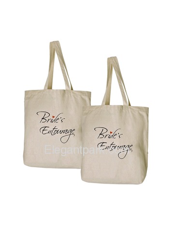 ElegantPark Bride`s Entourage Tote Bag Natural Canvas 100% Cotton 2 Packs
