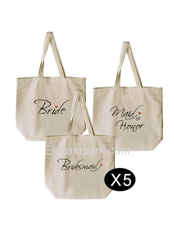 Women Wedding Bride to Be Bridal Shower Bachelorette Gifts Tote Bags Set for Canvas 100% Cotton
