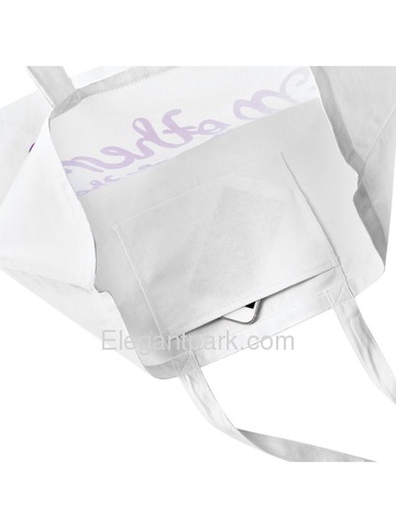 Bridesmaid Tote Bag Wedding Gifts Canvas 100% Cotton Interior Pocket White with Hot Pink Script