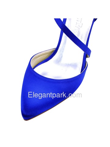 HC1711 Women Sandals Strap Pointed Toe Higjh Heel Pumps Satin Evening Wedding Shoes (HC1711)