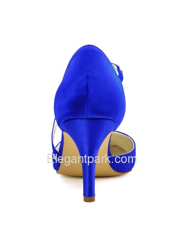 HC1711 Women Sandals Strap Pointed Toe Higjh Heel Pumps Satin Evening Wedding Shoes (HC1711)