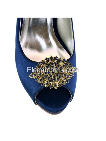CG Women 2 Pcs Shoe Clips Antique Gold Leaf Design Rhinestones Wedding Party Decoration Gift