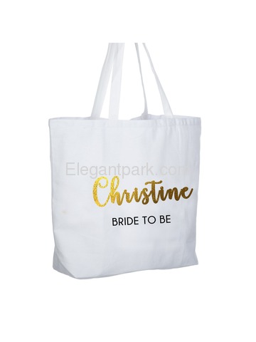 PERSONALIZED Gold Foil Bride to Be Tote Wedding Gift White Shoulder Bag 100% Cotton …