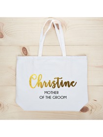 PERSONALIZED Gold Foil Mother-groom Tote Wedding Gift White Shoulder Bag 100% Cotton …