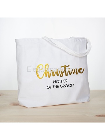 PERSONALIZED Gold Foil Mother-groom Tote Wedding Gift White Shoulder Bag 100% Cotton …