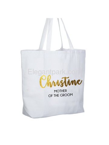 PERSONALIZED Gold Foil Mother-groom Tote Wedding Gift White Shoulder Bag 100% Cotton …