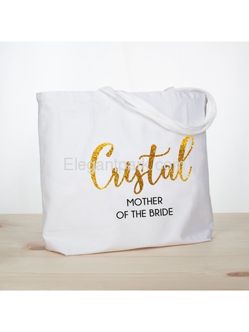 PERSONALIZED Gold Glitter Mother-bride Tote Wedding Gift White Shoulder Bag 100% Cotton …