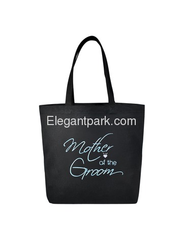 Mother of the Groom Tote Bag Wedding Bridal Shower Gift Canvas 100% Cotton Black Aqua Embroidered