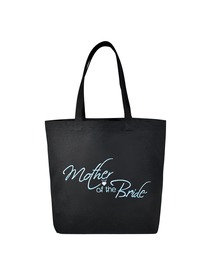 Mother of the Bride Tote Bag Wedding Bridal Shower Gift Canvas 100% Cotton Black Aqua Embroidered