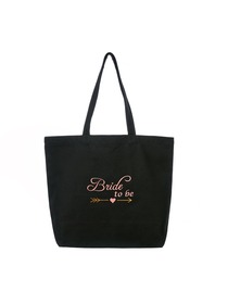 ElegantPark Bride to Be Wedding Tote Bridal Shower Gift Shoulder Bag Black with Pink Embroidered 100