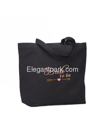 ElegantPark Bride to Be Wedding Tote Bridal Shower Gift Shoulder Bag Black with Pink Embroidered 100
