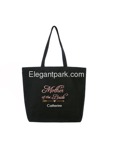 PERSONALIZED Pink Embroidered Mother of the Bride Tote Wedding Bachelorette Party Gift Monogram Blac
