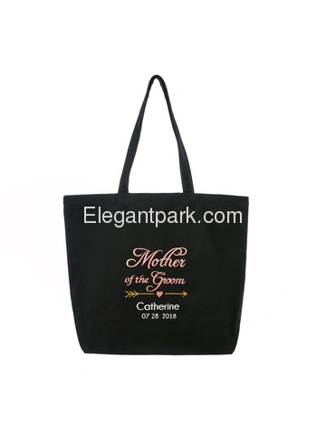 PERSONALIZED Pink Embroidered Mother of the Groom Tote Wedding Bachelorette Party Gift Monogram Blac