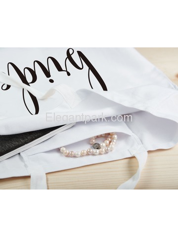 ElegantPark Bride Jumbo Tote Bag Wedding Bridal Shower Gifts Canvas 100% Cotton Interior Pocket Whit