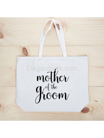 ElegantPark Mother of the Groom Jumbo Tote Bag for Wedding Gifts Canvas 100% Cotton Interior Pocket